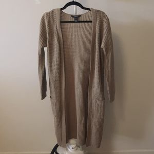 SWS long open tan knit cardigan